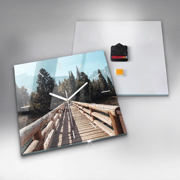 Square glass wall clock Mountains in Yellowstone