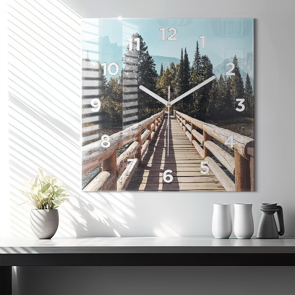 Square glass wall clock Mountains in Yellowstone