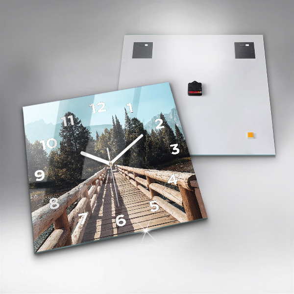 Square glass wall clock Mountains in Yellowstone