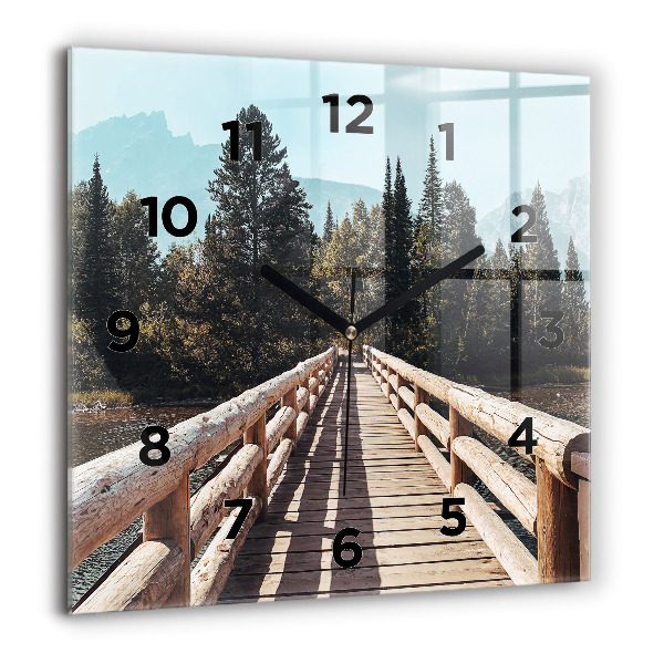 Square glass wall clock Mountains in Yellowstone