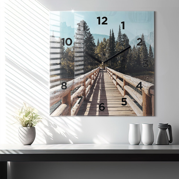 Square glass wall clock Mountains in Yellowstone