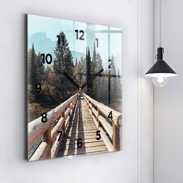 Square glass wall clock Mountains in Yellowstone