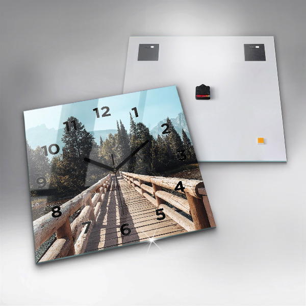 Square glass wall clock Mountains in Yellowstone