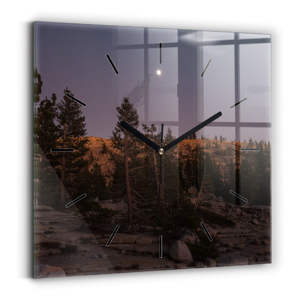Square glass wall clock Rocky Yosemite Road