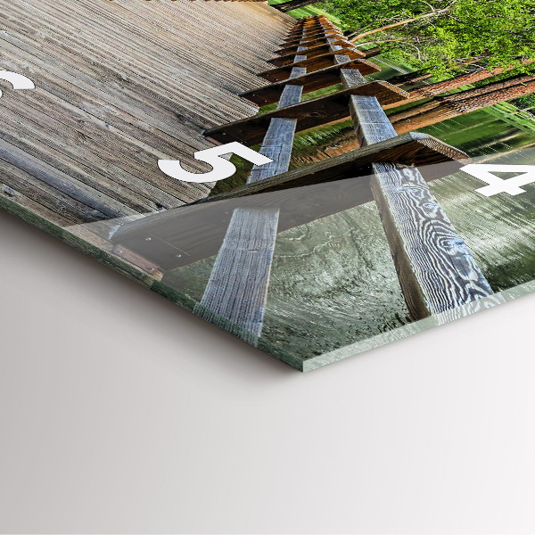 Square glass wall clock Yosemite Wooden Bridge