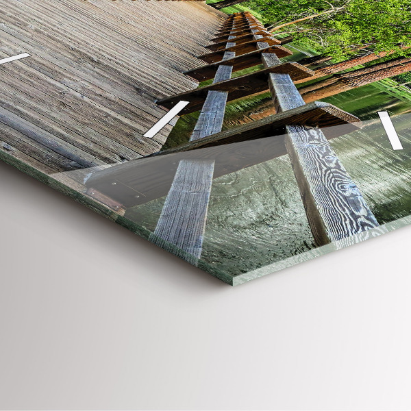 Square glass wall clock Yosemite Wooden Bridge