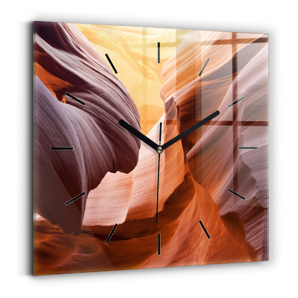 Square glass wall clock Antelope Canyon