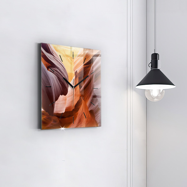 Square glass wall clock Antelope Canyon