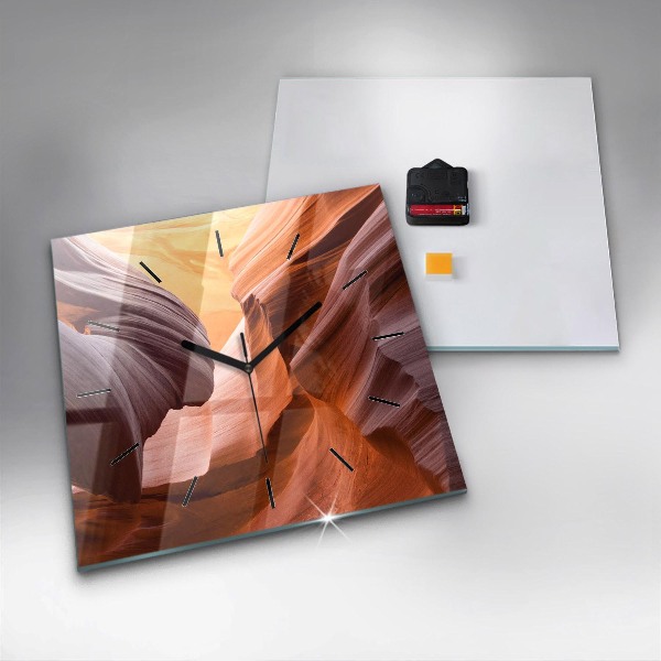 Square glass wall clock Antelope Canyon