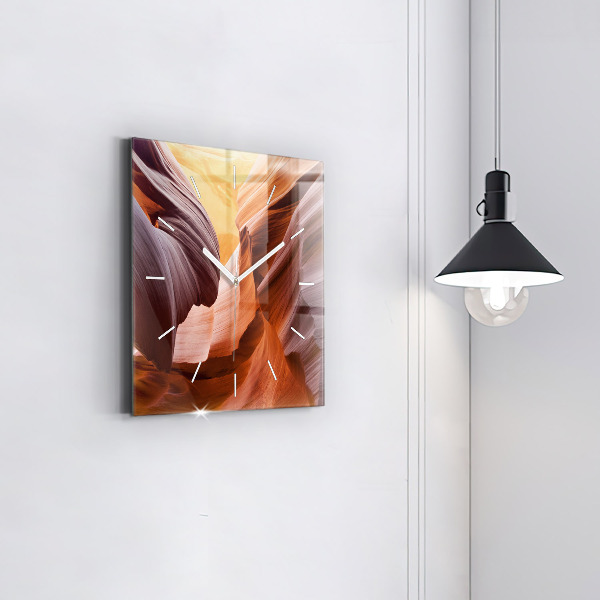 Square glass wall clock Antelope Canyon