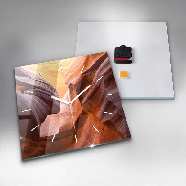 Square glass wall clock Antelope Canyon