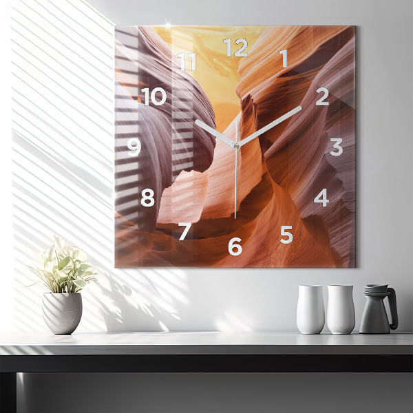 Square glass wall clock Antelope Canyon