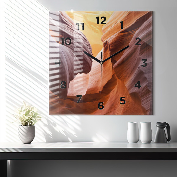 Square glass wall clock Antelope Canyon