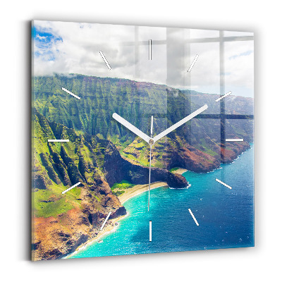 Square glass wall clock The Sea in Hawaii