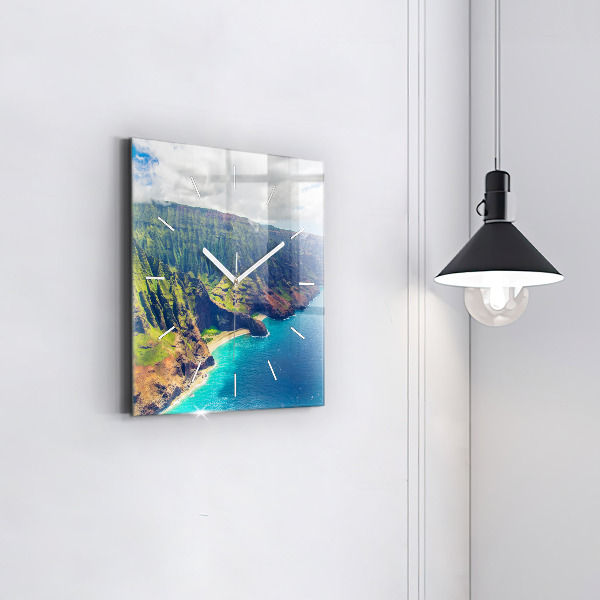 Square glass wall clock The Sea in Hawaii