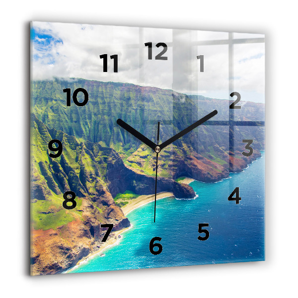 Square glass wall clock The Sea in Hawaii