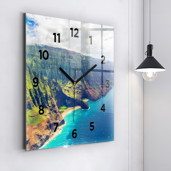 Square glass wall clock The Sea in Hawaii