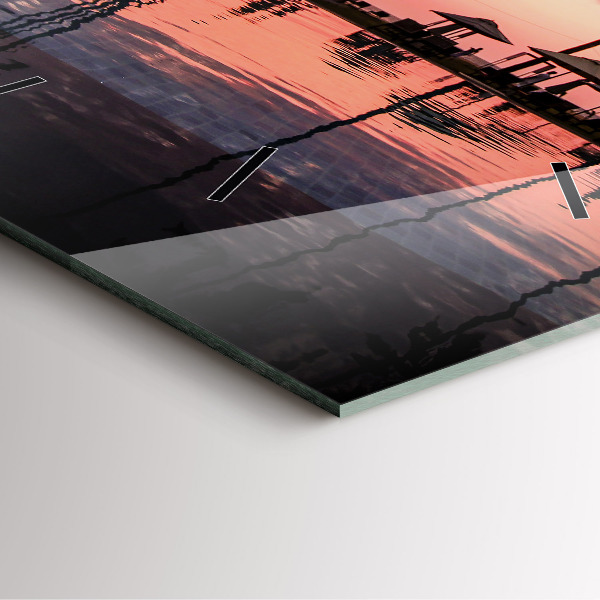 Square glass wall clock Palm trees in Hawaii