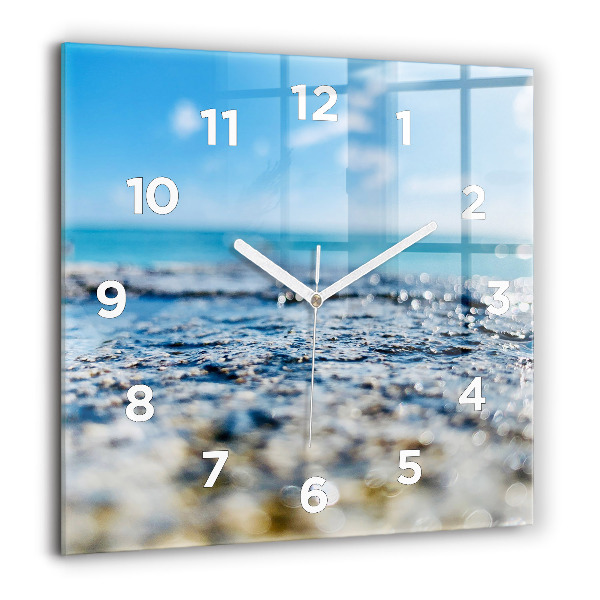 Square glass wall clock Water photography