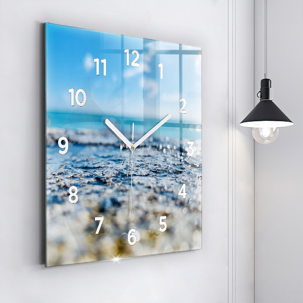 Square glass wall clock Water photography