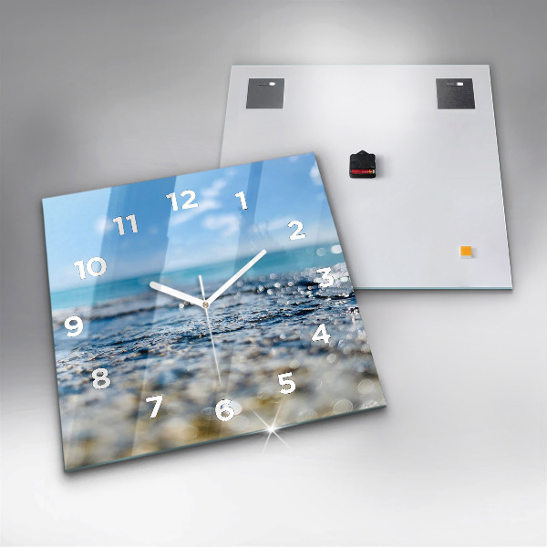 Square glass wall clock Water photography