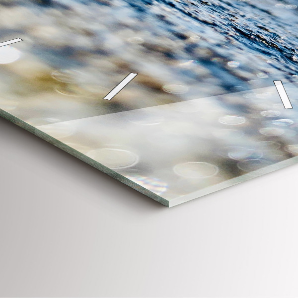 Square glass wall clock Water photography