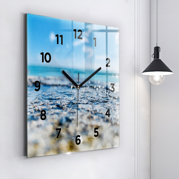 Square glass wall clock Water photography