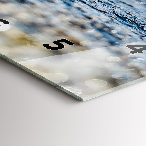 Square glass wall clock Water photography