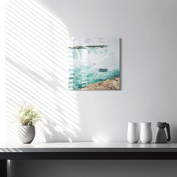 Square glass wall clock The Boat and Niagara