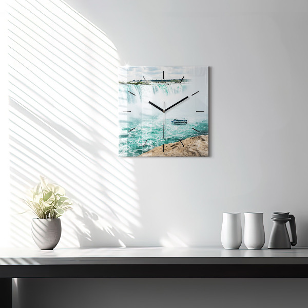 Square glass wall clock The Boat and Niagara
