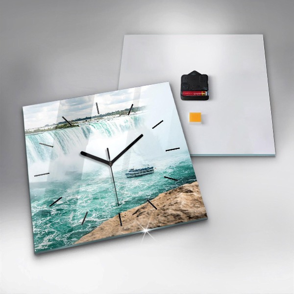 Square glass wall clock The Boat and Niagara
