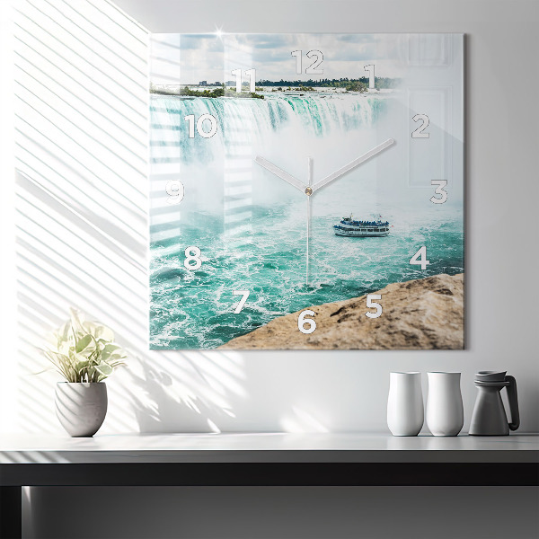 Square glass wall clock The Boat and Niagara