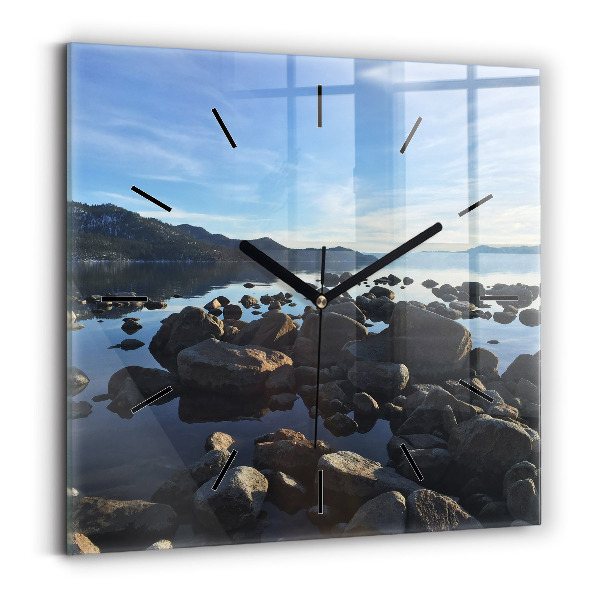 Square glass wall clock Sea view