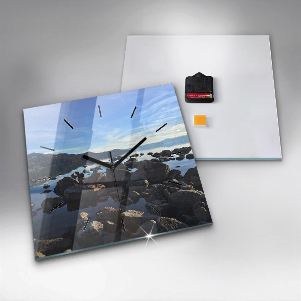 Square glass wall clock Sea view