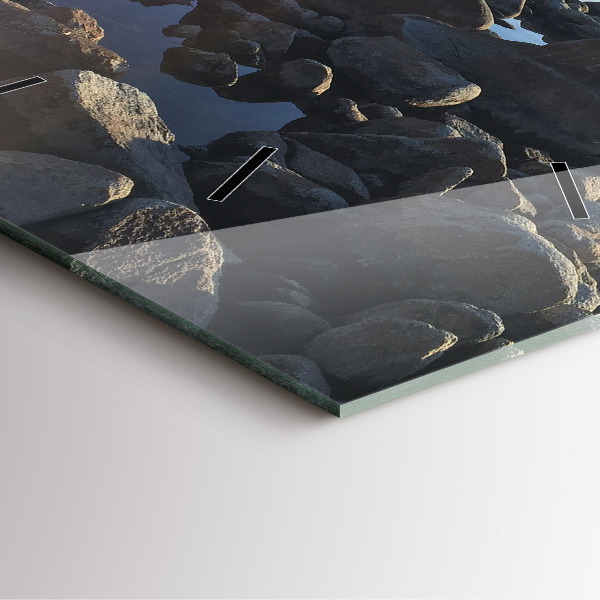 Square glass wall clock Sea view