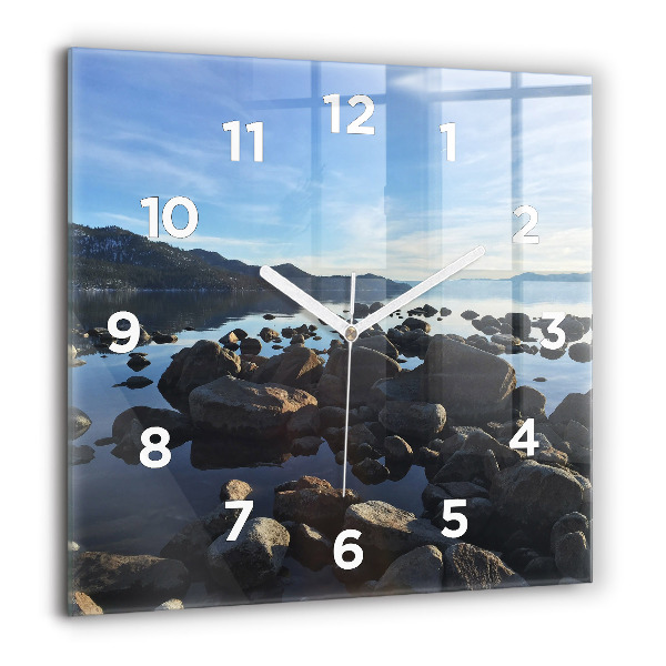 Square glass wall clock Sea view