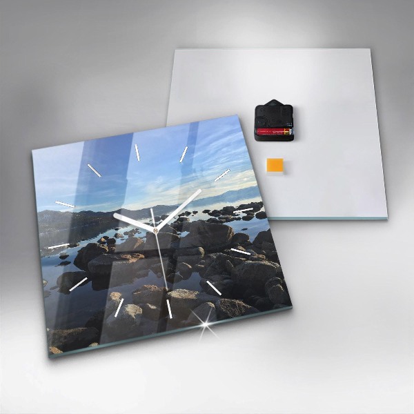 Square glass wall clock Sea view