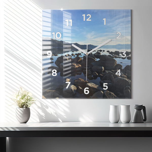 Square glass wall clock Sea view
