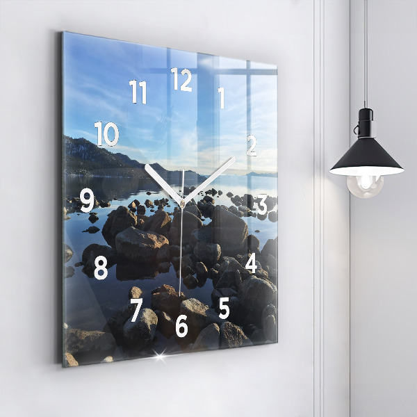 Square glass wall clock Sea view