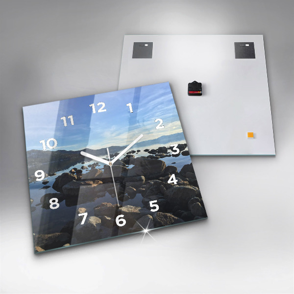 Square glass wall clock Sea view