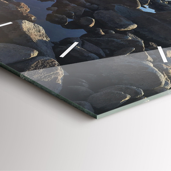 Square glass wall clock Sea view