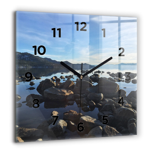 Square glass wall clock Sea view