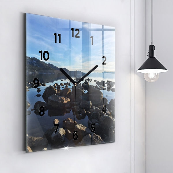 Square glass wall clock Sea view