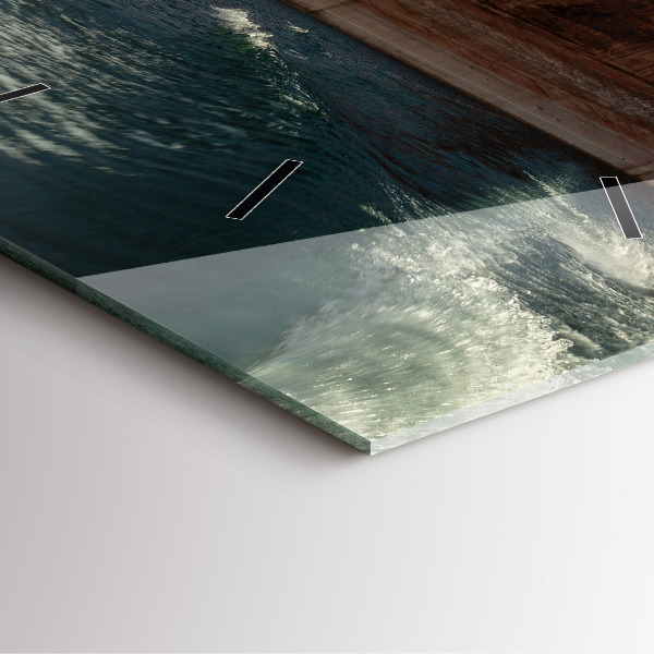 Square glass wall clock Person on water skis