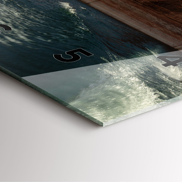 Square glass wall clock Person on water skis