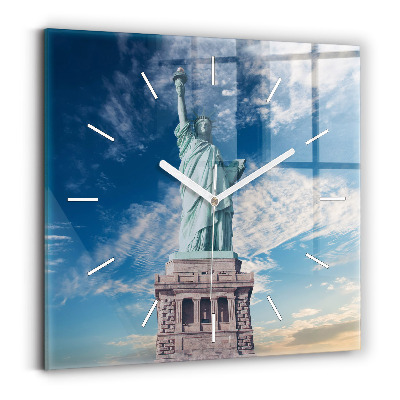 Square glass wall clock Statue of Liberty New York