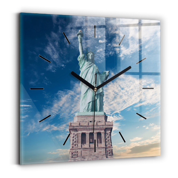 Square glass wall clock Statue of Liberty New York