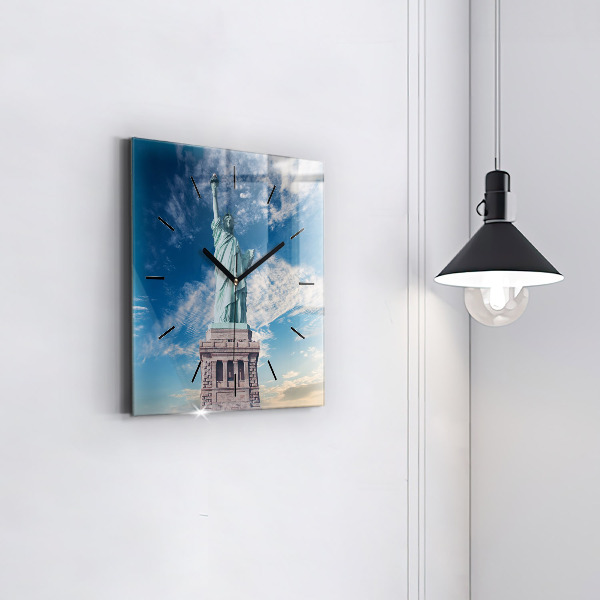 Square glass wall clock Statue of Liberty New York