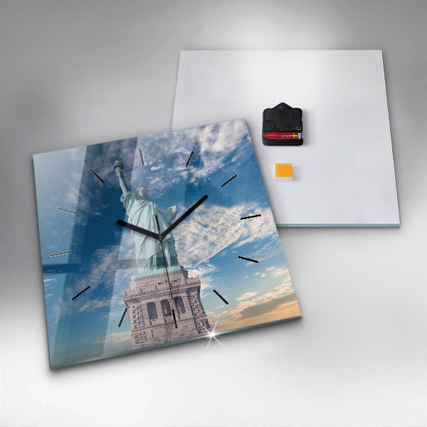 Square glass wall clock Statue of Liberty New York