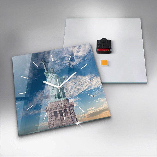 Square glass wall clock Statue of Liberty New York